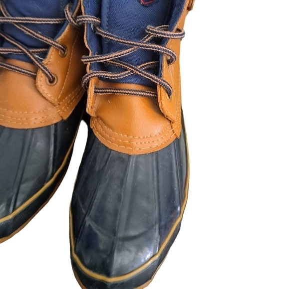 SPORTO Duck boots short booties winter slush rain all weather tan blue worn M 7 - Picture 7 of 11